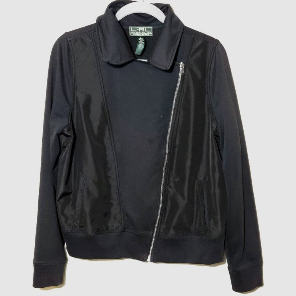🖤 Lauren Ralph Lauren Active Black Asymmetric Zip Jacket M